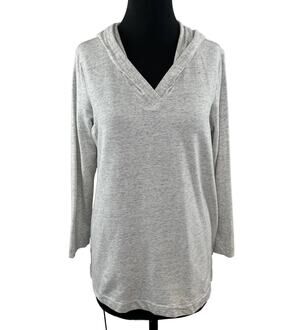 PURE Jill J. Jill Light Gray Heather Stretch Pima Hoodie Pullover Lightweight L